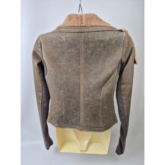 Rick Owens Women's DNA/Pink Shearling Lamb Biker Leather Jacket Size 6 - Picture 3 of 5